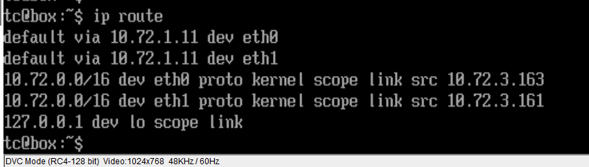 TinyCore ip route